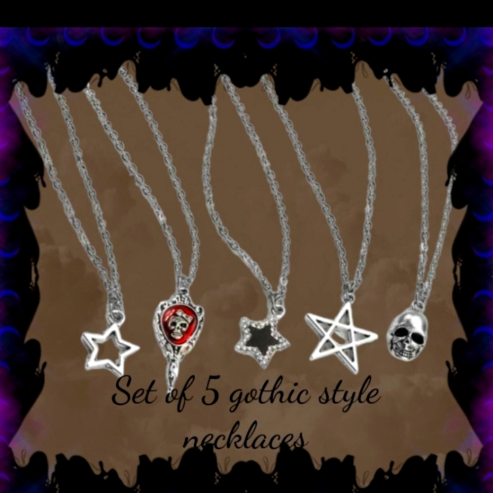 Gothic Style Silver Necklace Set